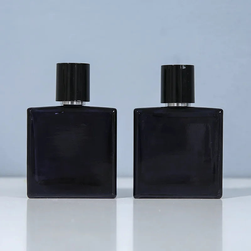 30/50/100ml Refillable Perfume Bottle – Bright Black Glass Spray Atomizer | Portable Travel Mist Bottle