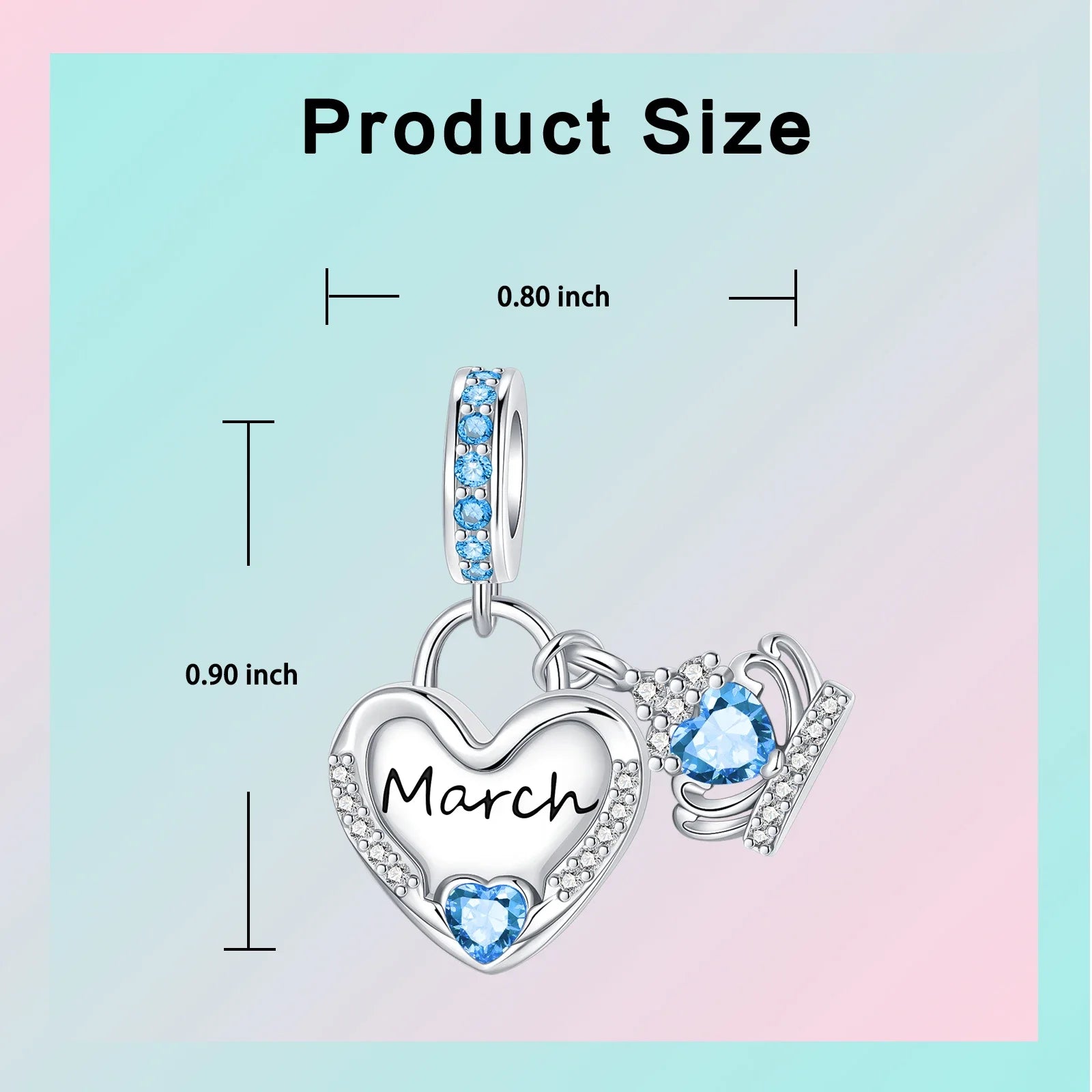 925 Sterling Silver Birthstone Love Pendant Charm | January–December Zircon Bead for Bracelet & Necklace DIY Jewelry Gift