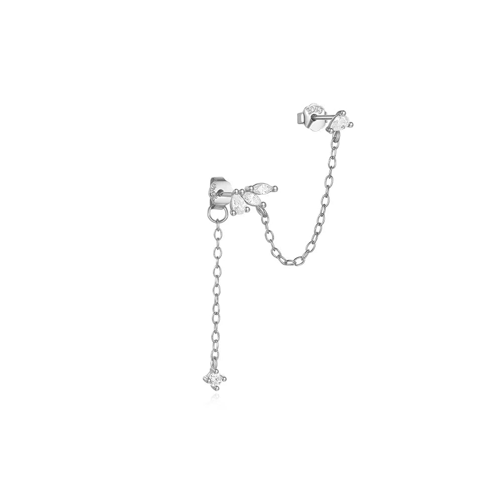 CANNER 925 Sterling Silver Horse Eye Tassel Zircon Drop Earrings – Minimalist Geometric Jewelry for Women