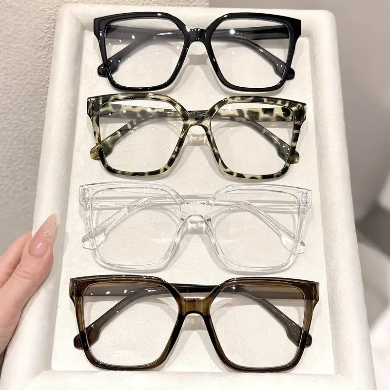 1Pc/2Pcs/3Pcs/4Pcs Elegant Geometric Glasses – Simple & Stylish Transparent Lenses | Daily Office & Reading Eyewear