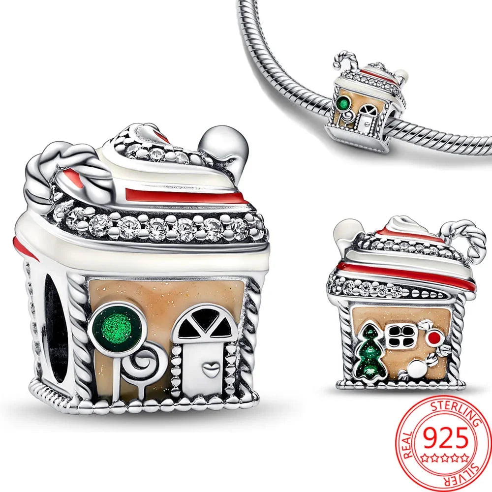 Christmas 925 Sterling Silver Charms | Santa Claus Reindeer Snowman Tree Beads Fit Original Bracelet