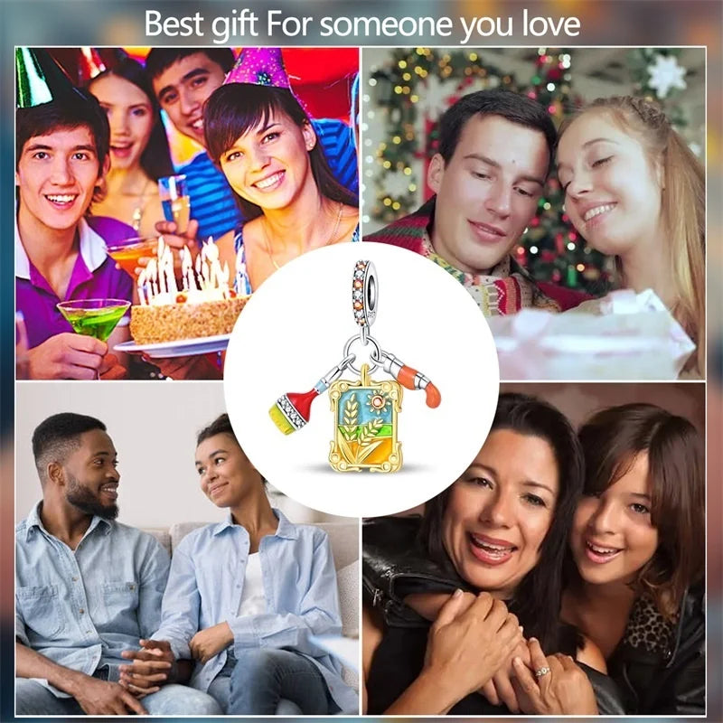 925 Sterling Silver Squirrel & Maple Leaf Charm | Shiny Zircon Autumn Beads Fit Pandora Bracelet DIY Jewelry