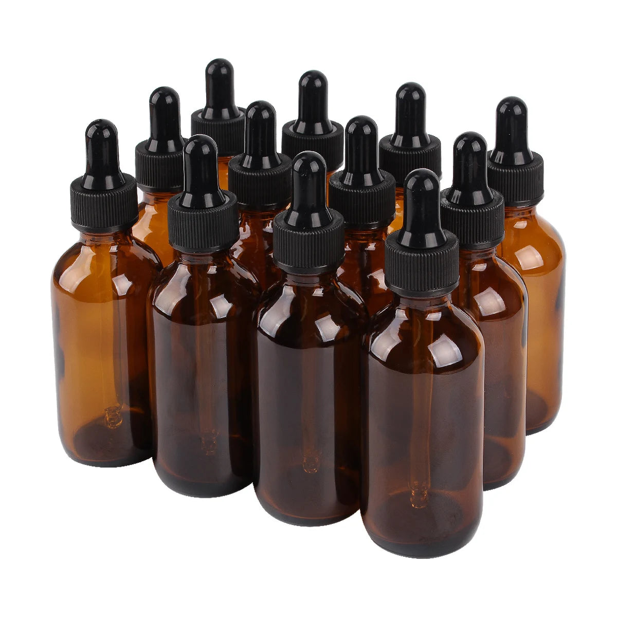 6/12/24PCS 60ML Amber Glass Dropper Bottles – Refillable Cosmetic, Perfume & Essential Oil Bottles with Glass Pipette