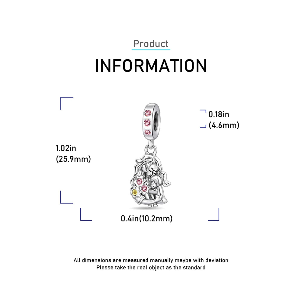 2025 New 925 Sterling Silver Family Love Heart Charm Beads | Sister, Daughter & Mother Pendant for Bracelets & DIY Jewelry