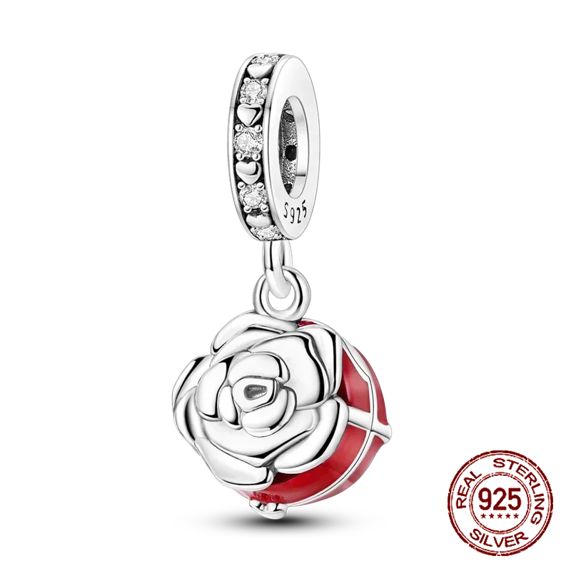 925 Sterling Silver Red Series Charms | Heart, Car & Strawberry Dangle Beads for Original Bracelet DIY Jewelry