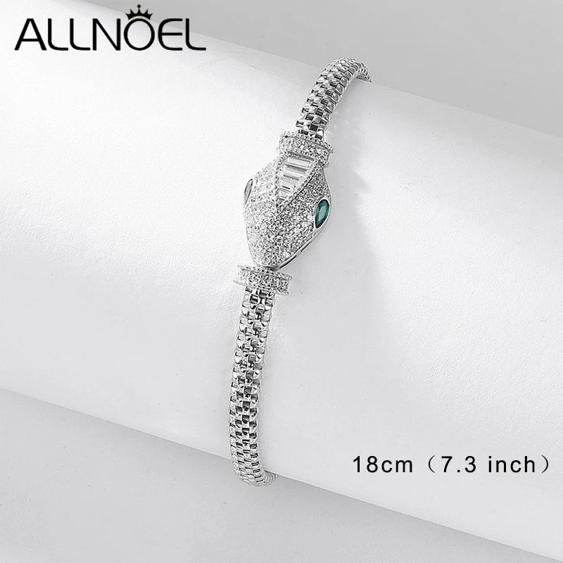 ALLNOEL 925 Sterling Silver Animal Hip Hop Bracelet | Women’s Shining Cubic Zirconia Fashion Jewelry Gift