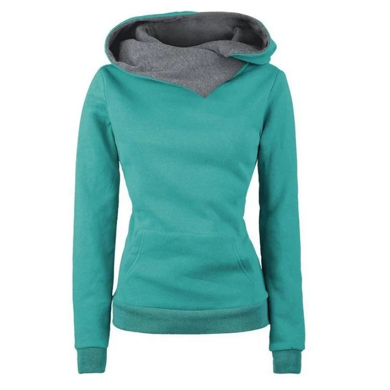 Women’s Spring Autumn Hoodie Tracksuit | Solid Color Long Sleeve Pullover | Casual Warm Hooded Sweatshirt
