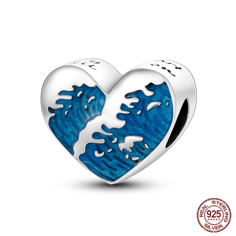 Blue Ocean Series 925 Sterling Silver Turtle Crab Mermaid Charms for 3mm Bracelet
