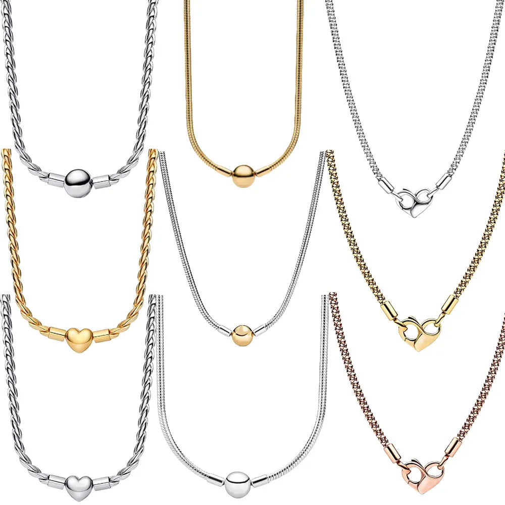 Popular 925 Sterling Silver Three-Color Heart & Ball Necklace | Women’s Exquisite Jewelry Gift