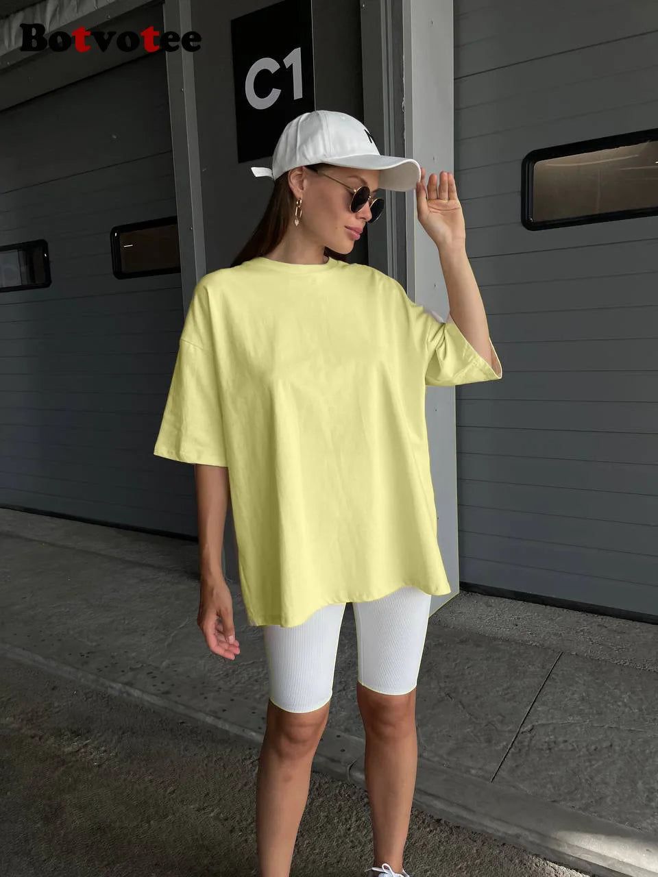 Botvotee 21 Colors Oversized Basic T-Shirts for Women | 100% Cotton Casual Summer Tops | Solid Color Loose Fit Tees