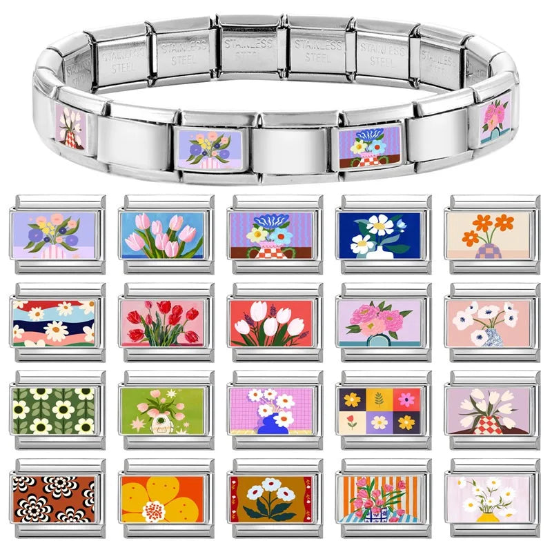 2025 Original Y2K Colorful Cute Cartoon Cats Dogs Italian Charm Links Fit 9mm Stainless Steel Bracelet Men Women DIY Making Gift