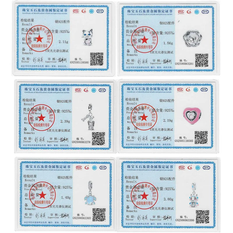 100% 925 Sterling Silver Teddy Bear, Kitten, Puppy & Elephant Luminous Firefly Charms | Sweet Beads Fit Pandora Bracelet Fine Jewelry