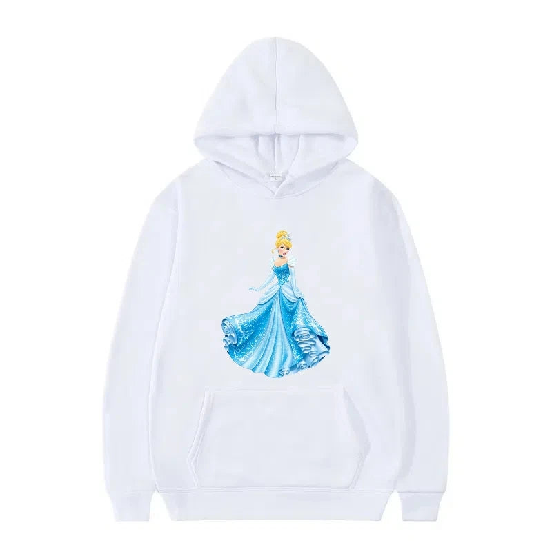 Disney Princess Graphic Hoodie | Y2K Sweet Style Long Sleeve Sweatshirt with Pockets for Women