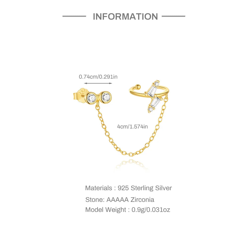 CANNER 925 Sterling Silver Horse Eye Tassel Zircon Drop Earrings – Minimalist Geometric Jewelry for Women