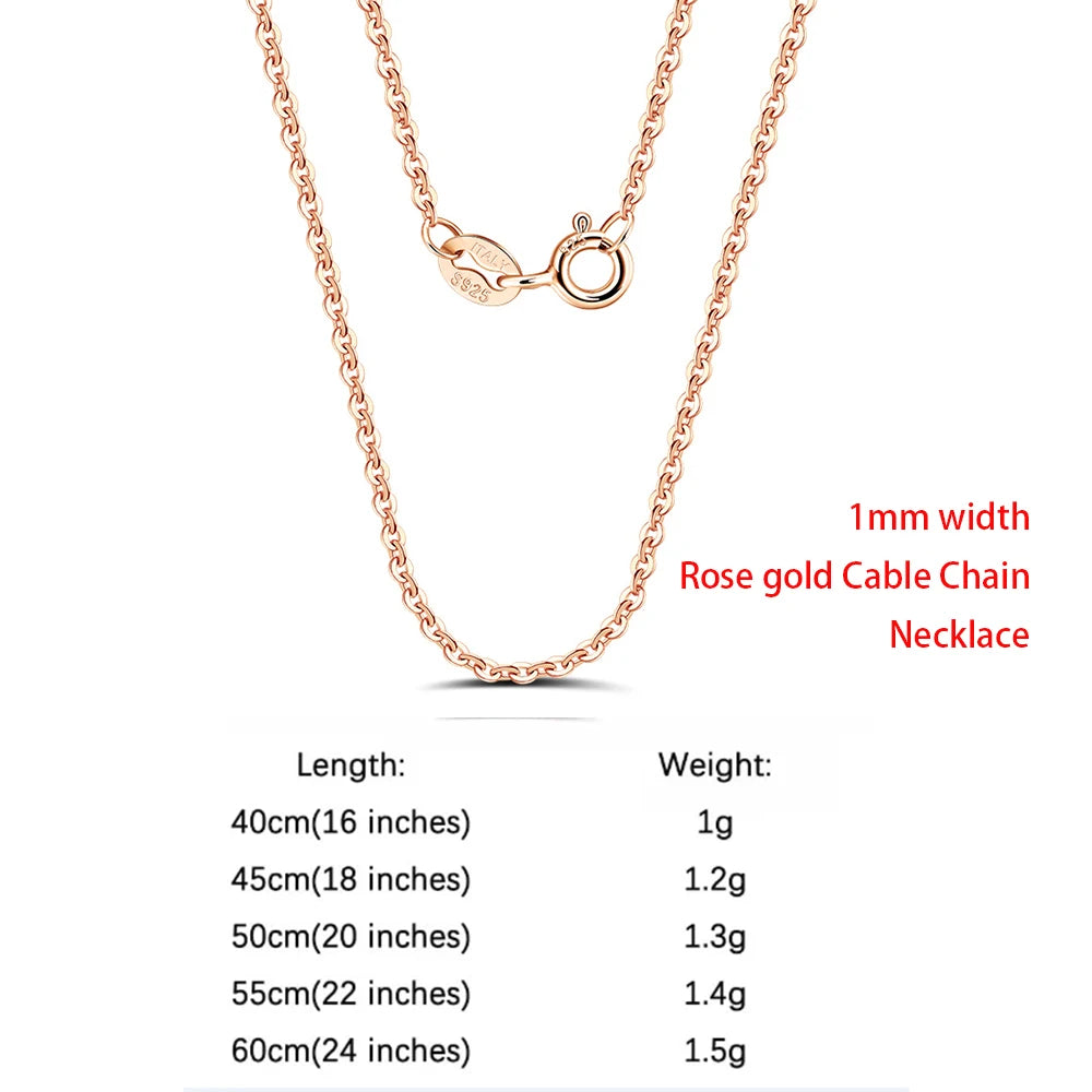 Rinntin 925 Sterling Silver Italian Handmade Chopin Chain Necklace | Simple 1.2mm Women’s Fashion Jewelry SC53