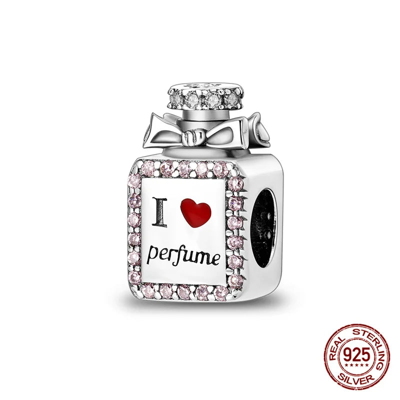 925 Sterling Silver Perfume Bottle Charm Bead – Fits Pandora Bracelet DIY Jewelry Gift for Women