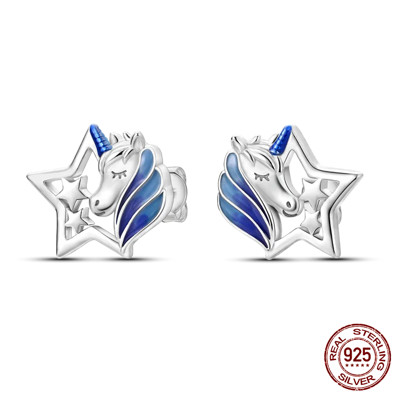 925 Sterling Silver Star Moon Unicorn Earrings | Pave CZ Women’s Fashion & Anniversary Jewelry