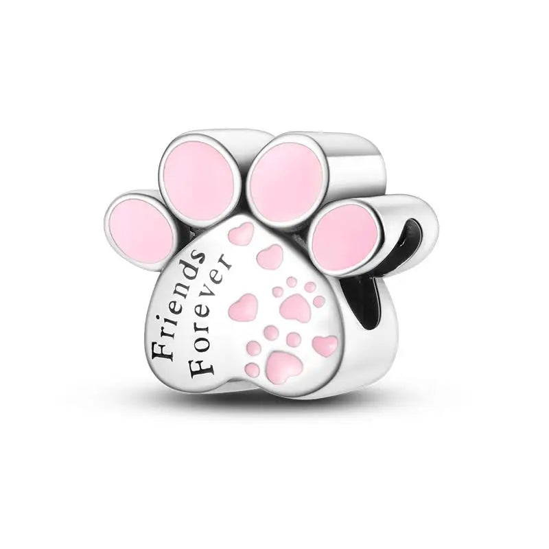 Cute Pet Kitten Puppy Sheep Charms | Fit 925 Original Pandora Bracelets | Colorful Zircon Beads DIY Jewelry Gift