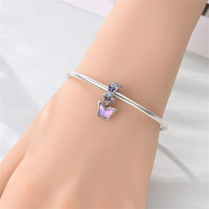 100% 925 Sterling Silver Heart Family Charms with Pumpkin & Pave Zircon Pendant – Fits Original Bracelet DIY Jewelry Gifts