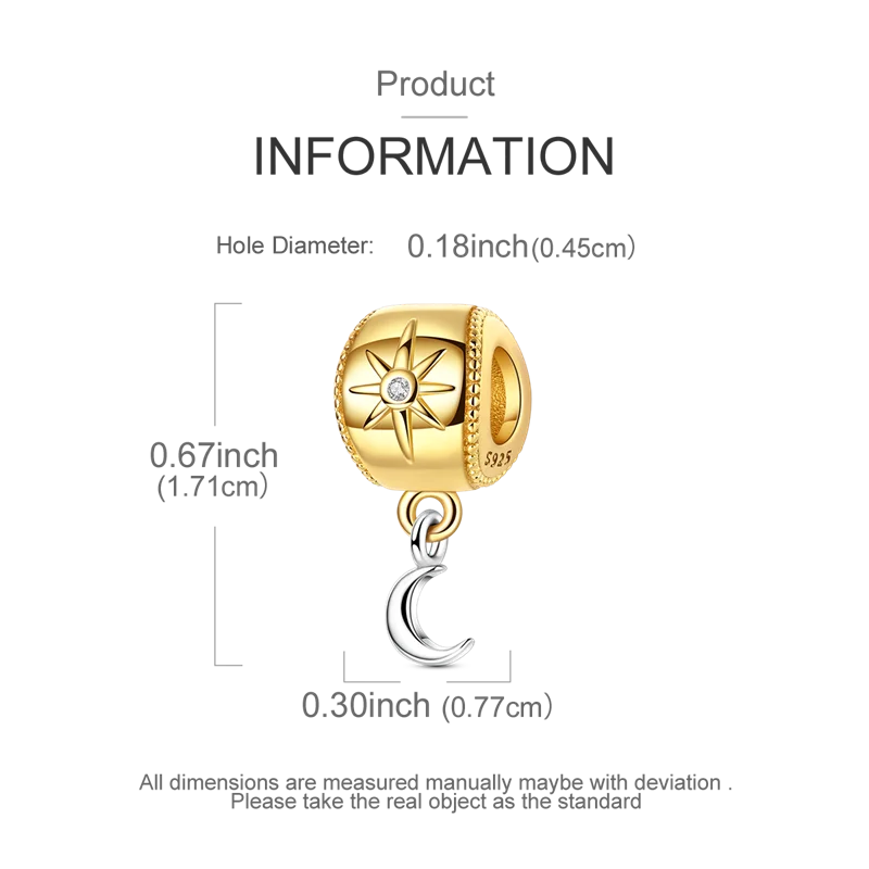 Gold Series Sun & Leopard Charm Beads – Original 925 Sterling Silver Inlaid Zircon DIY Pendants for Bracelet Jewelry Gifts