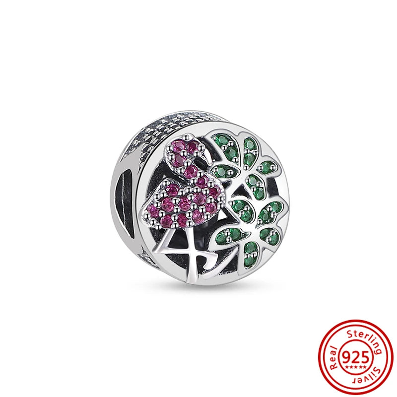 925 Sterling Silver Heart Pave Zircon Family Tree Charm | Fits Original Bracelet Women’s Luxury Jewelry Gift