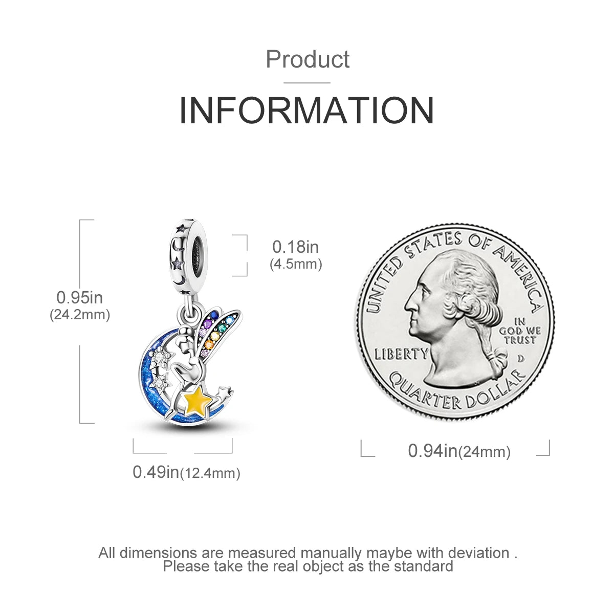 Silver Plated Colorful Glowing Moon & Stars Rainbow Dangle Charms | Fit Original Bracelet & Necklace | Women’s Jewelry Beads