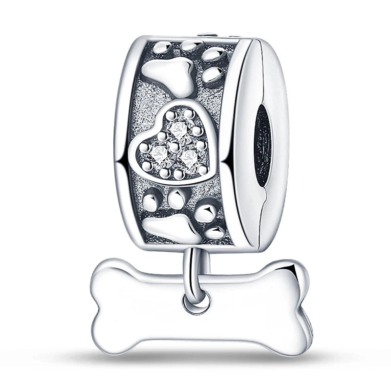 925 Sterling Silver Pave Clip Charms with Safety Chain | Colored Beads Stopper Clasp Fit Original Pandora Bracelet Jewelry