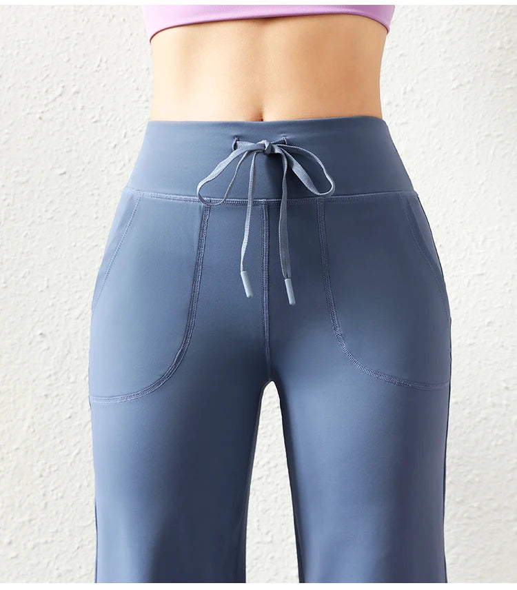 Women’s Loose Straight Sweatpants | Casual Wide Leg Running Pants | Drawstring Yoga Leggings with Side Pockets