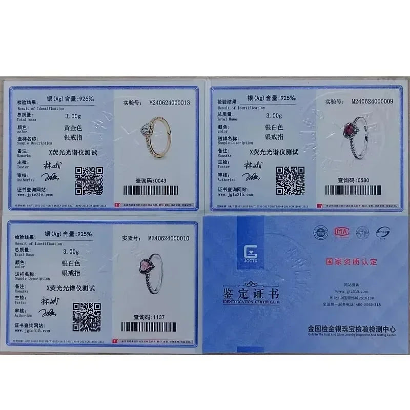 New 925 Sterling Silver Red Heart Crystal Ring – Sparkling Zircon Retro Women’s Jewelry Gift