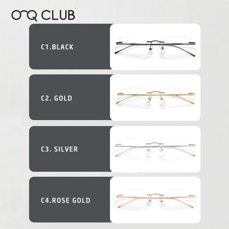 O-Q CLUB Ultra-Light Titanium Rimless Reading Glasses – Men’s Fashion Prescription Eyewear
