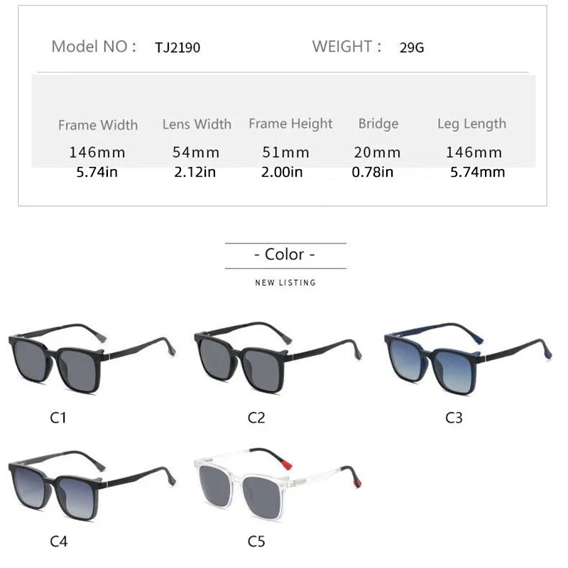 CLLOIO Magnetic Clip-On Prescription Glasses – Polarized Sunglasses Lens for Men & Women | Myopia, Progressive, Anti-Blue Light