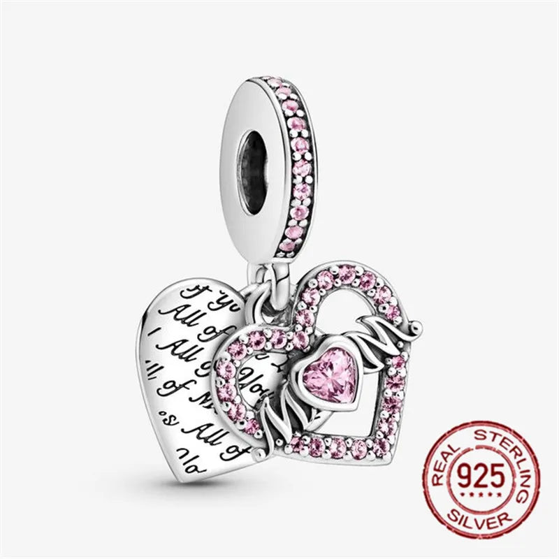 925 Sterling Silver Angel Wings & Swan of Love Heart Charms – Fit Pandora Bracelet DIY Women’s Jewelry Gift