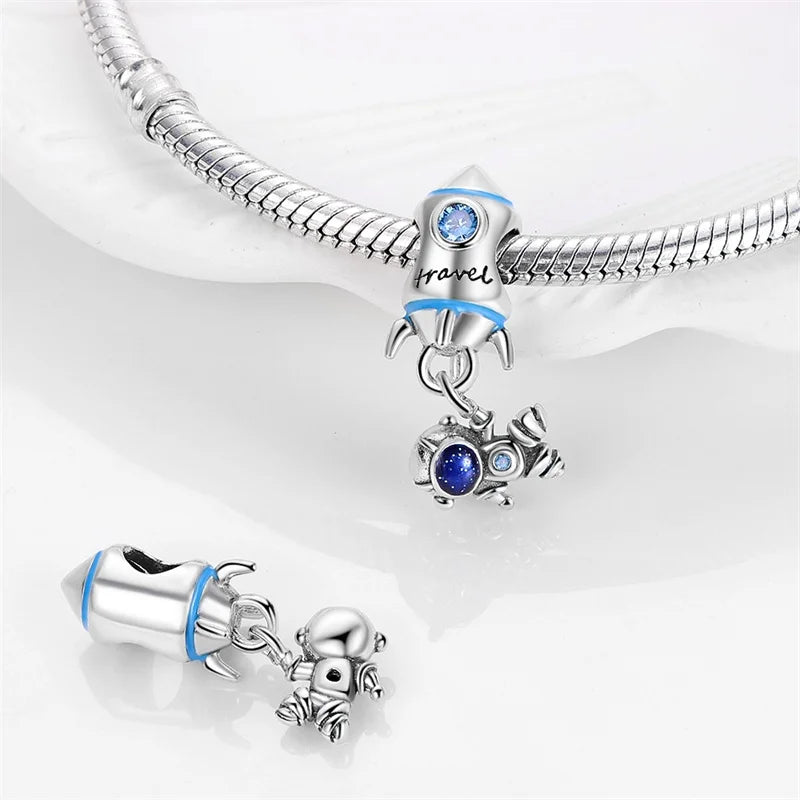925 Sterling Silver Travel & Luggage Attractions Zircon Charm Beads | Fit Pandora Bracelet