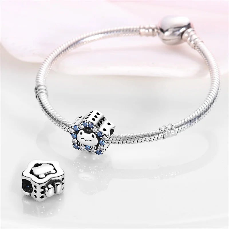 Cute Pet Kitten Puppy Sheep Charms | Fit 925 Original Pandora Bracelets | Colorful Zircon Beads DIY Jewelry Gift