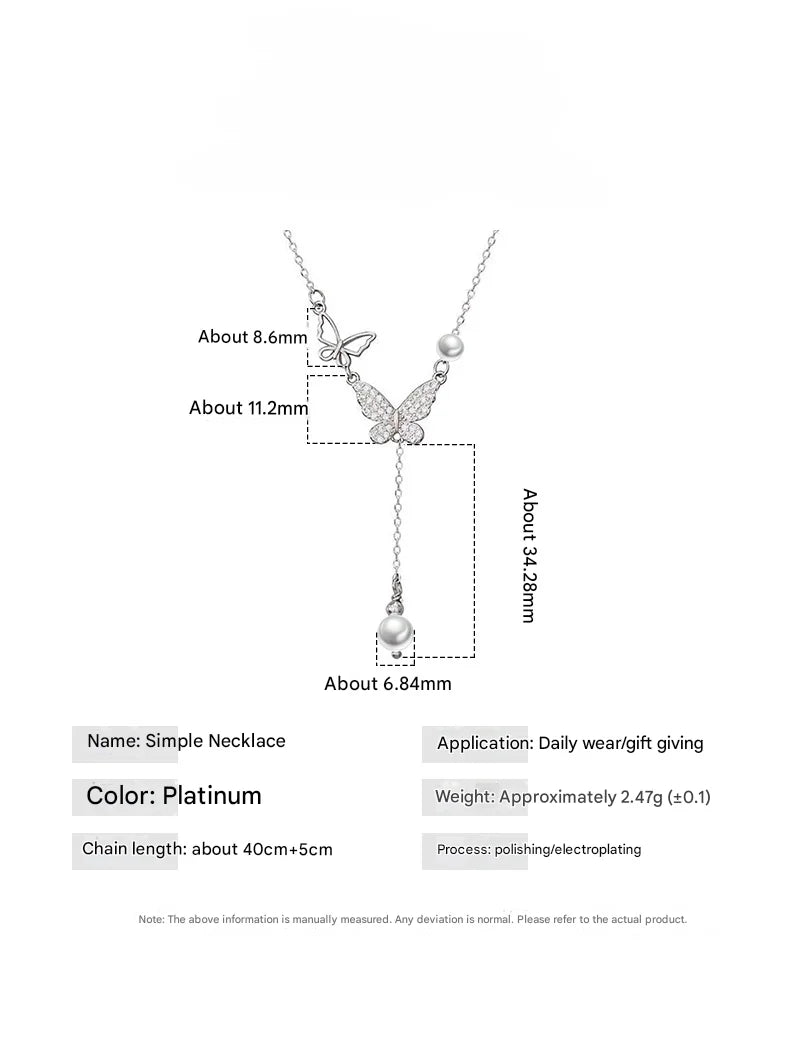 925 Sterling Silver Butterfly Pearl Necklace | Women’s Fashion Jewelry – Birthday & Wedding Gift
