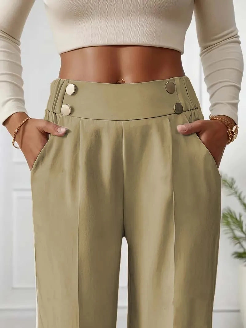 2025 Women’s High Waist Wide Leg Pants | Flowy Floor-Length Minimalist Straight Fit Trousers