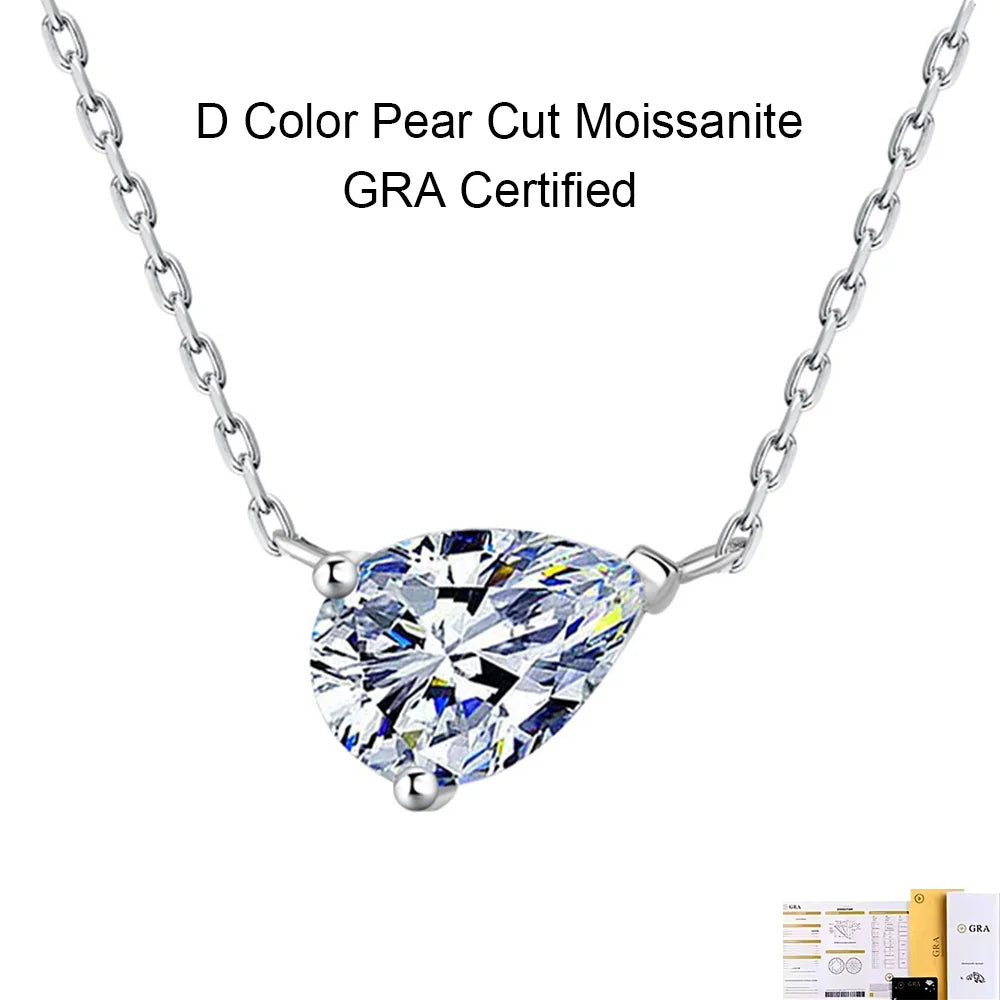 COSYA 1-3CT Pear Cut Moissanite Necklace – 100% 925 Silver & 18K Gold Pendant for Women