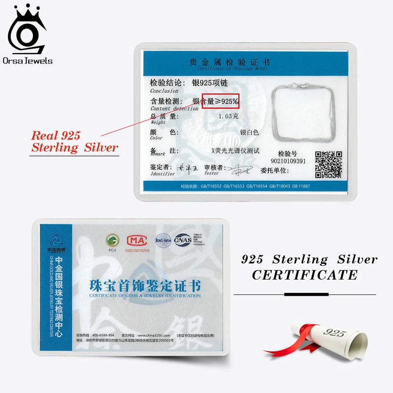 ORSA JEWELS Genuine 925 Sterling Silver Chopin Chain Necklace | Minimalist Unisex Chain 40–60cm SC53