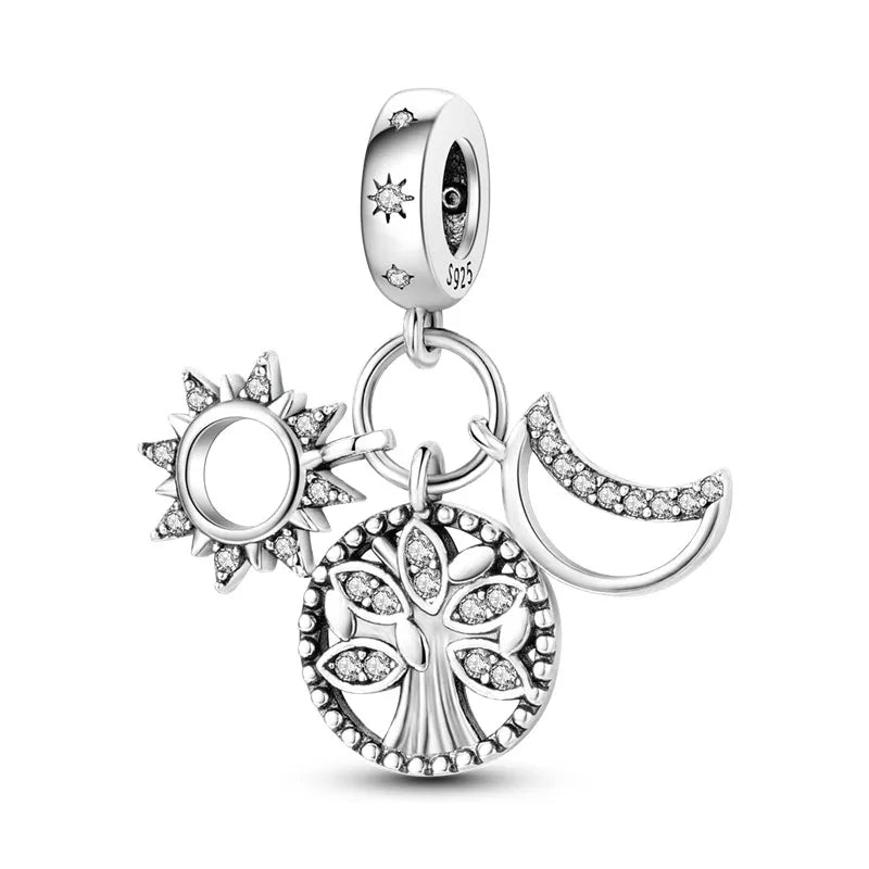 925 Sterling Silver Inlaid Zircon Love Heart & Snake Dangle Charm – Fits Original Pandora Bracelet, Women’s Jewelry Pendant Bead