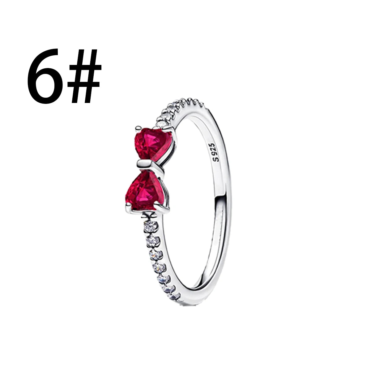 925 Sterling Silver Colorful Bow Necklace Ring Earring Set Crystal Jewelry for Women Gift