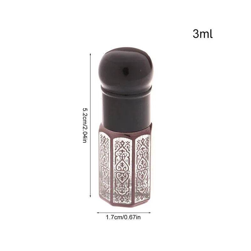 1PC 3/6/12ML Laser Coated Essential Oil Roller Bottle – Empty Glass Roll-On Perfume Bottle with Steel Roller Ball