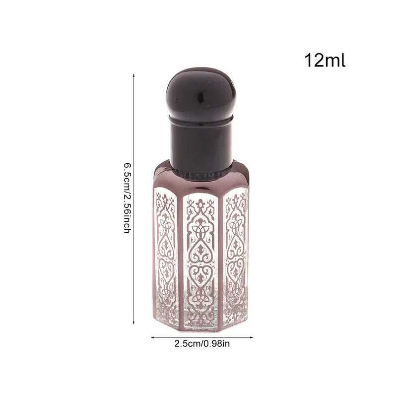1PC 3/6/12ML Laser Coated Essential Oil Roller Bottle – Empty Glass Roll-On Perfume Bottle with Steel Roller Ball