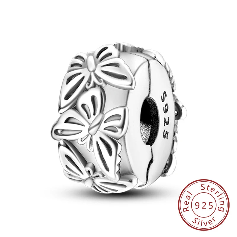 New 925 Sterling Silver Four-Leaf Clover Green Charm Bead | Lucky Pendant for Original Bracelet Jewelry Gift