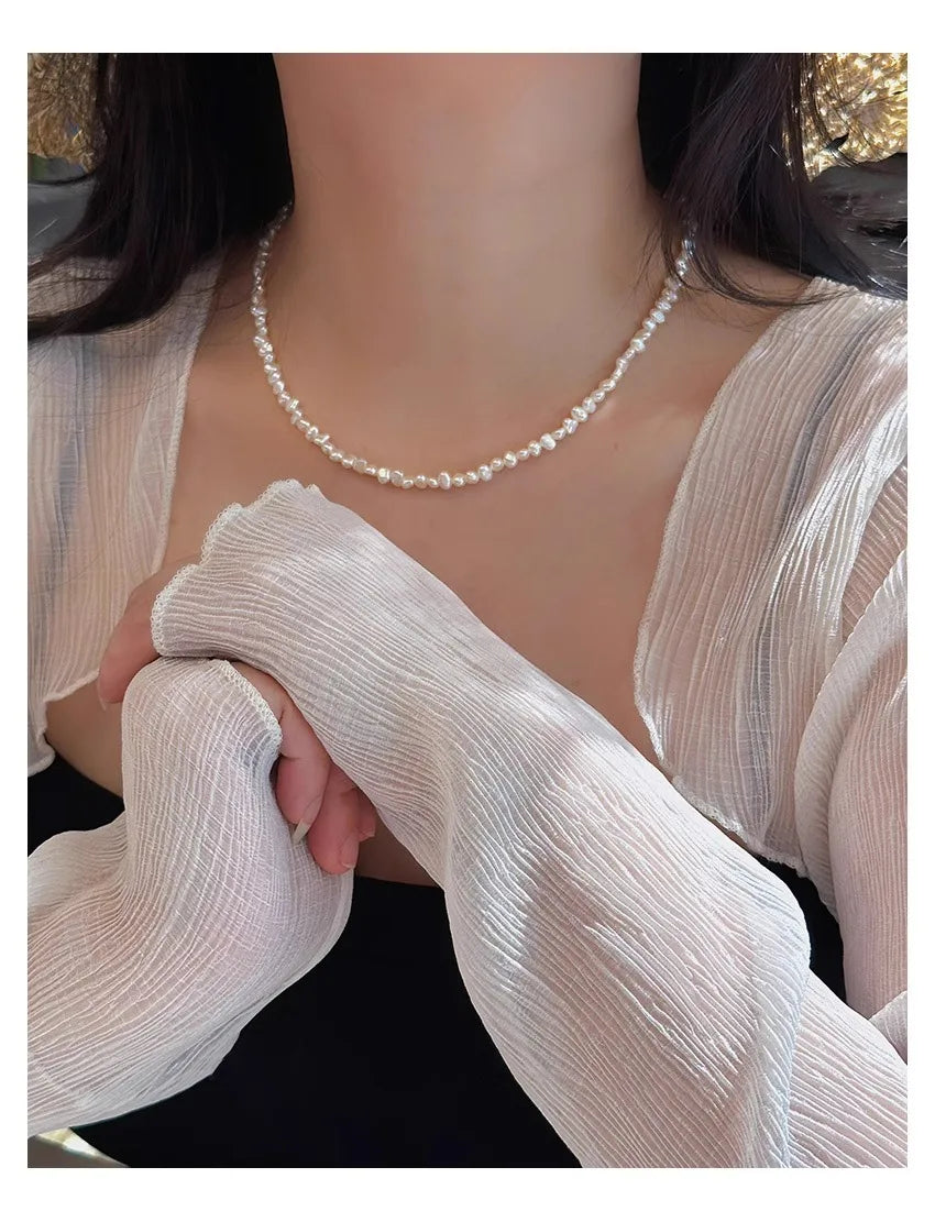 2025 New 925 Sterling Silver Baroque Freshwater Pearl Necklace | Elegant Jewelry Gift for Women
