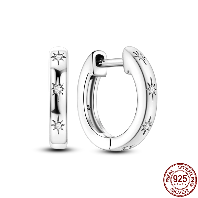 925 Sterling Silver Creative Hoop Earrings | Dangler Charms with Pave CZ for Women