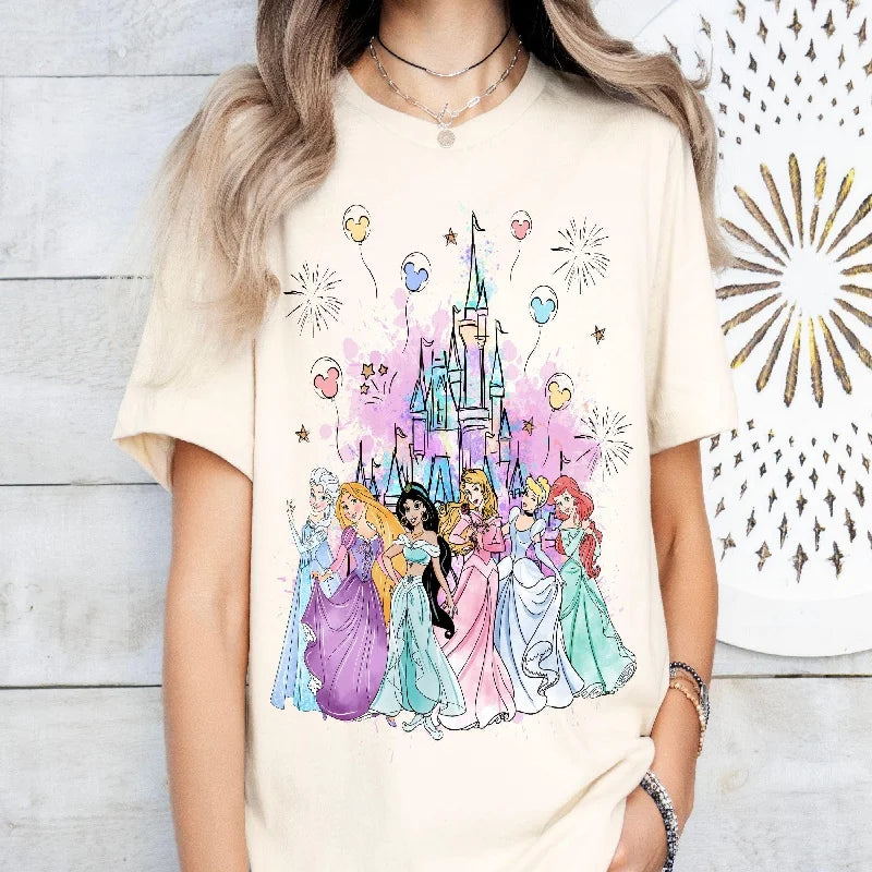 2025-26 Women’s Summer Fashion Mickey & Minnie Printed T-Shirt – Y2K Disney Cotton Loose Tee