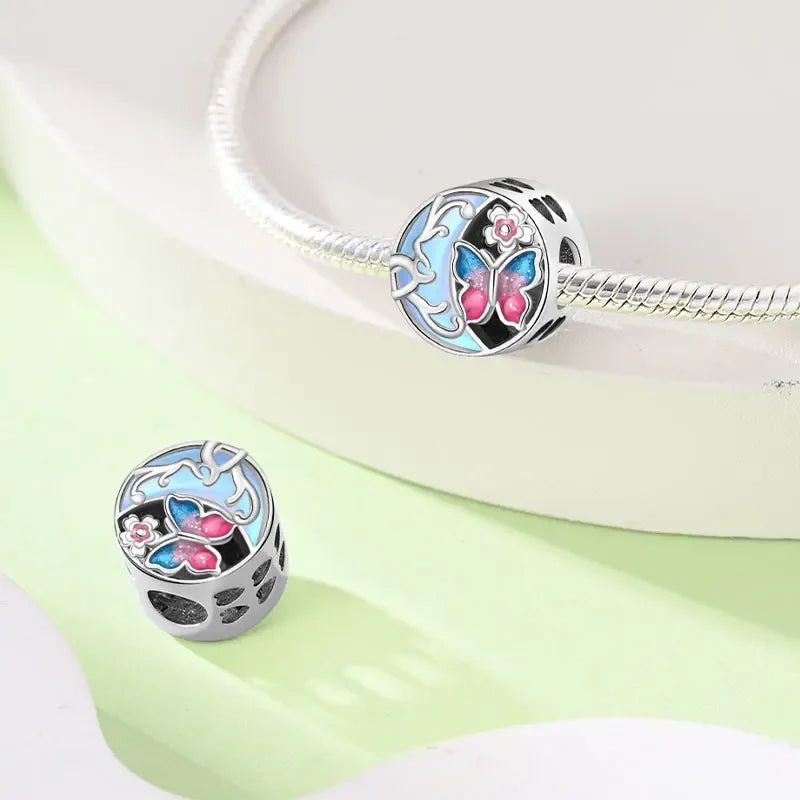 925 Sterling Silver Classic Purple Retro Heart Charm | Lotus Angel Beads for Bracelet & Necklace DIY Jewelry