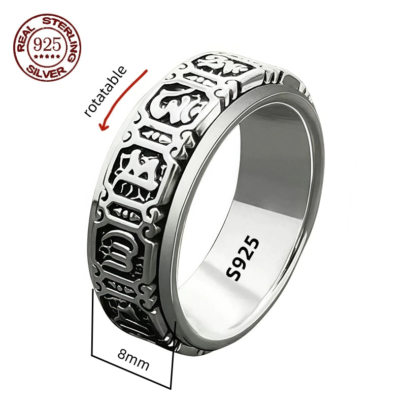 Simplicity Vintage S925 Sterling Silver Viking Ring – Rotatable Woven Pattern Unisex Jewelry Gift