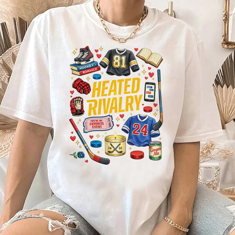 Hot Heated Rivalry T-Shirt 🔥 Women Cartoon Graphic Y2K Streetwear Top ✨