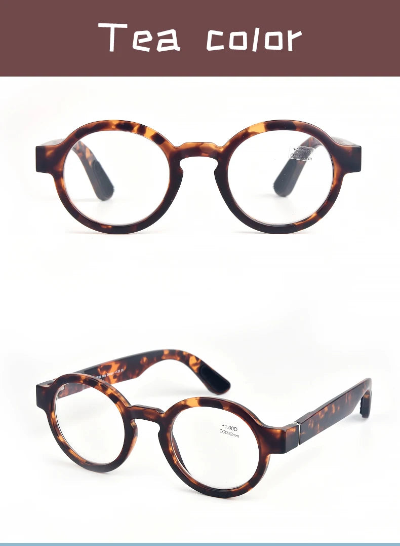 Guanhao Brand Men Reading Glasses – Vintage Round Frame Clear Eyewear | Thick Large Frame Presbyopia Glasses for Women & Elderly